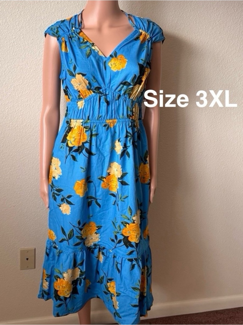 Time and Tru Women's V-Neck Midi Dress, Size XXL